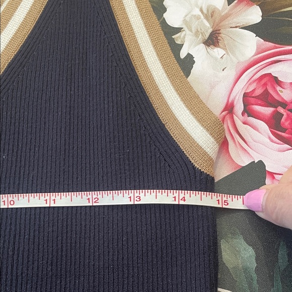 Tommy Hilfiger Sleeveless V-Neck Knit Dress with Contrast Trim - Black and Tan - Picture 4 of 5